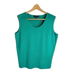 Ming Wang 0X Women Plus Teal Blue Sleeveless Tank Shell Crewneck Layering Casual